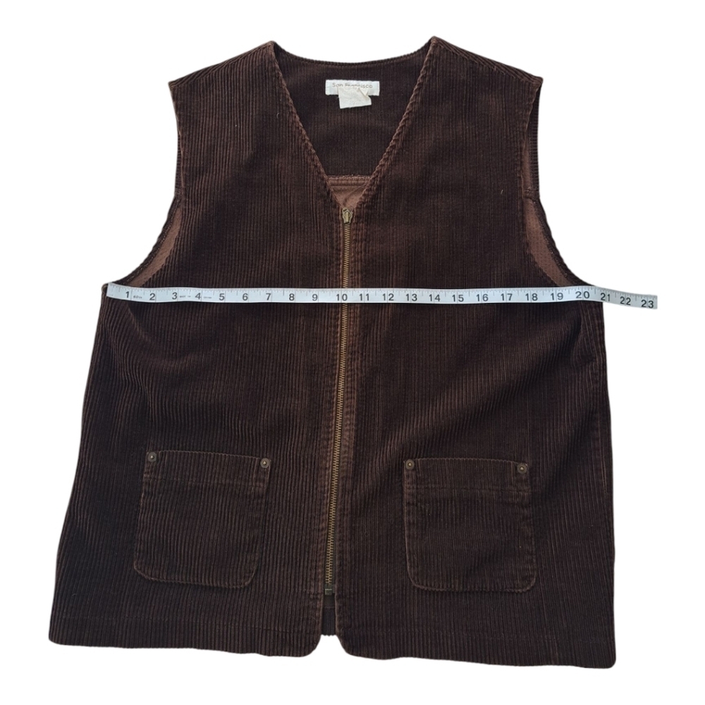 Vintage corduroy brown vest & brown high waist pants & sleeveless jacket - Picture 8 of 12